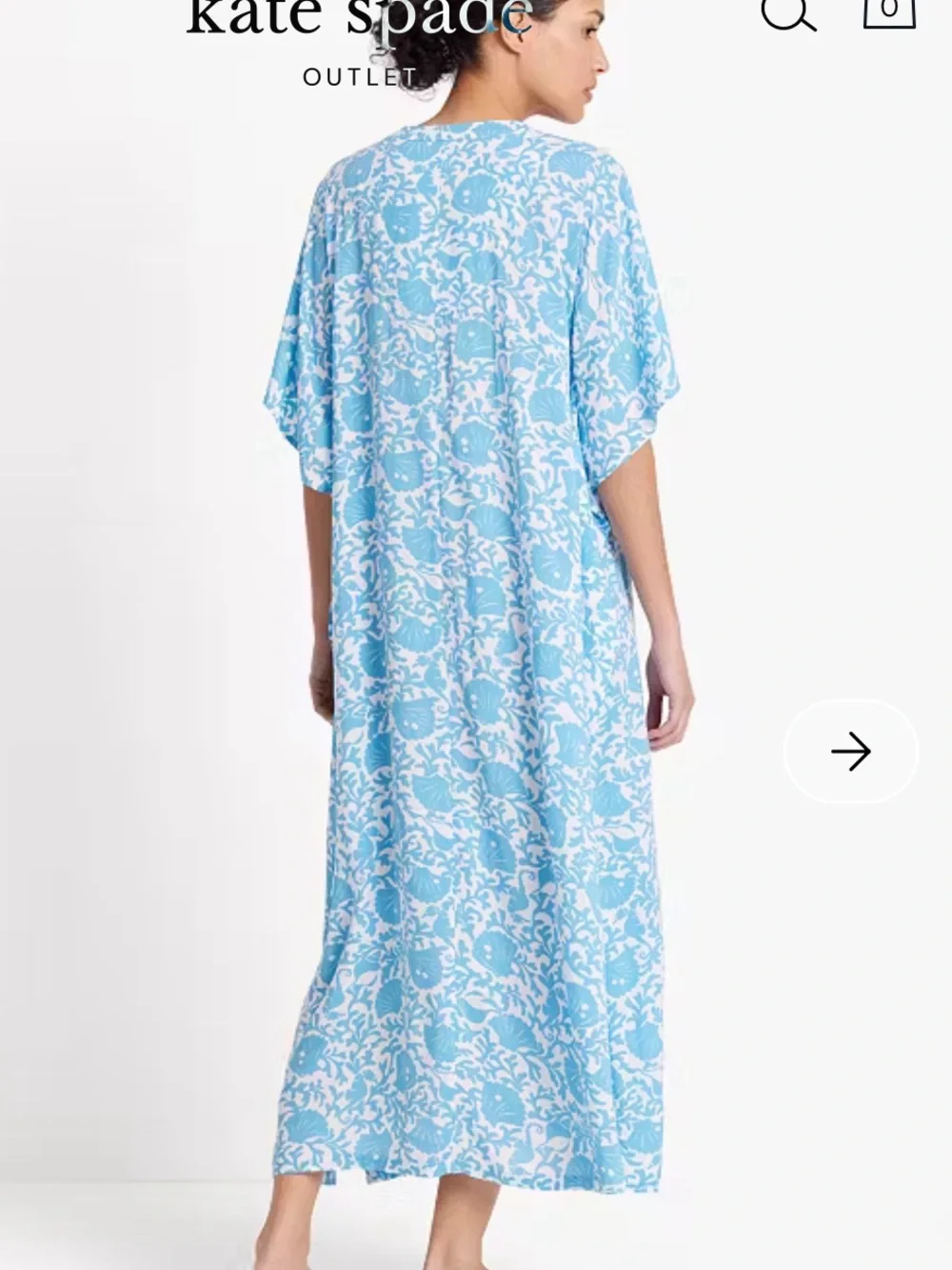kate spade L/XL Light Blue & White Floral coral sea Caftan Cover-Up